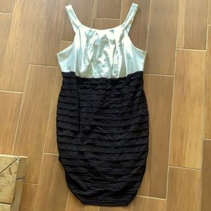 R&M Richards satin midi formal dress